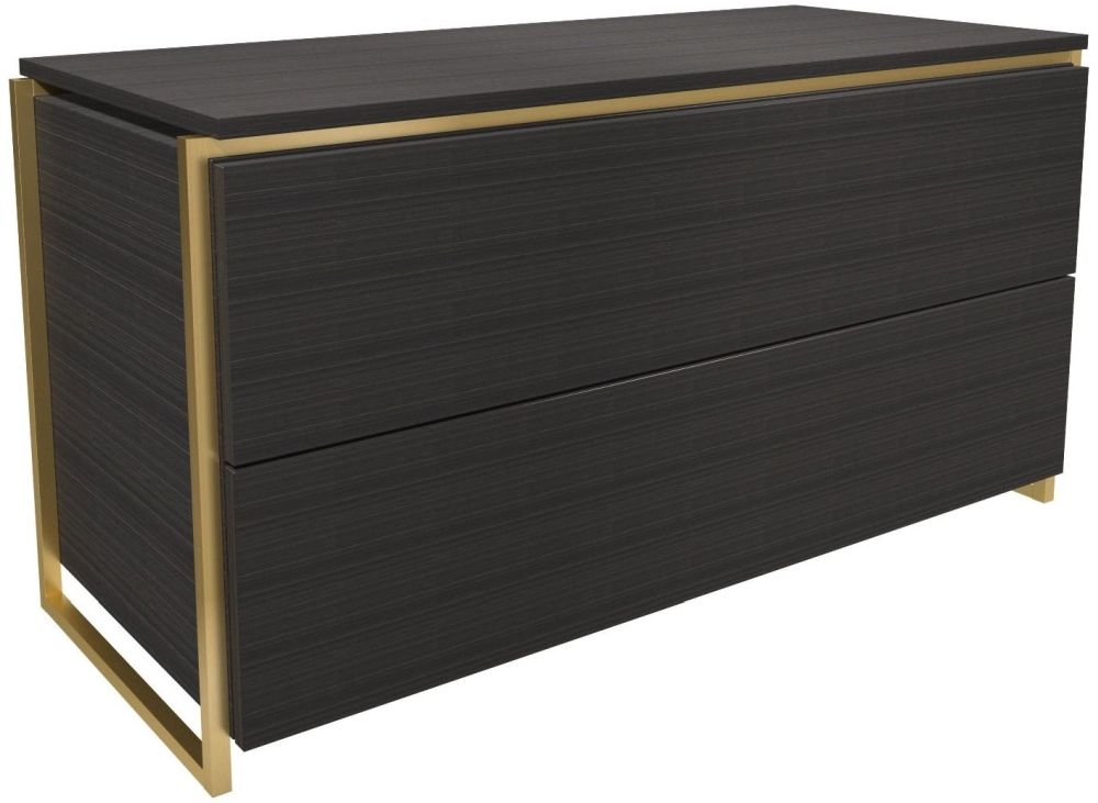Gillmore Space Federico Wenge 2 Drawer Chest With Brass Brushed Frame