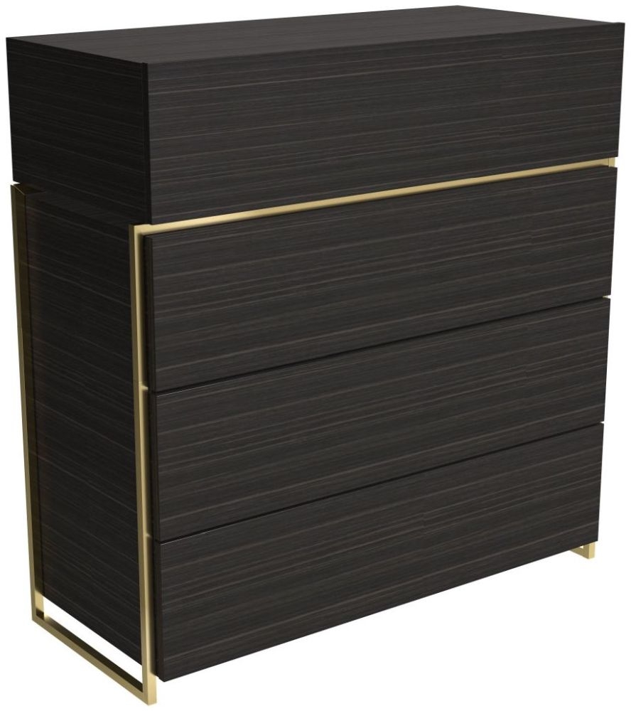 Gillmore Space Federico Wenge 4 Drawer Chest With Brass Brushed Frame