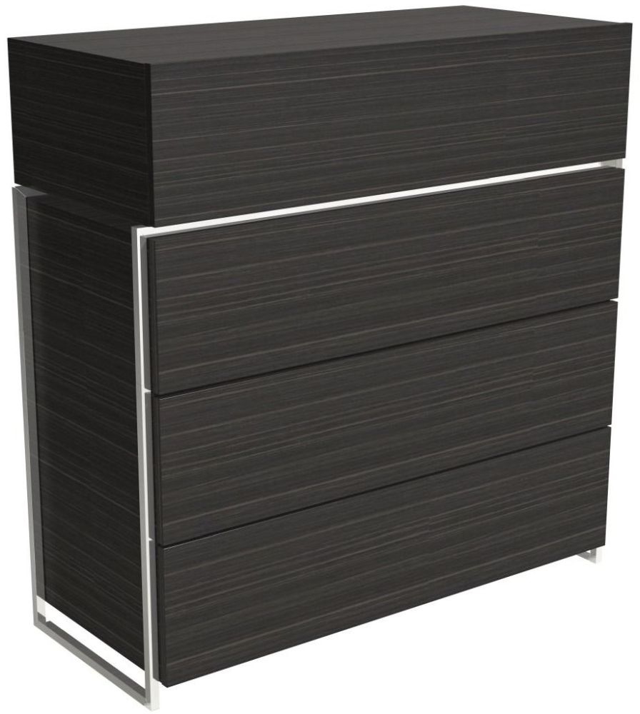 Gillmore Space Federico Wenge 4 Drawer Chest With Polished Chrome Frame