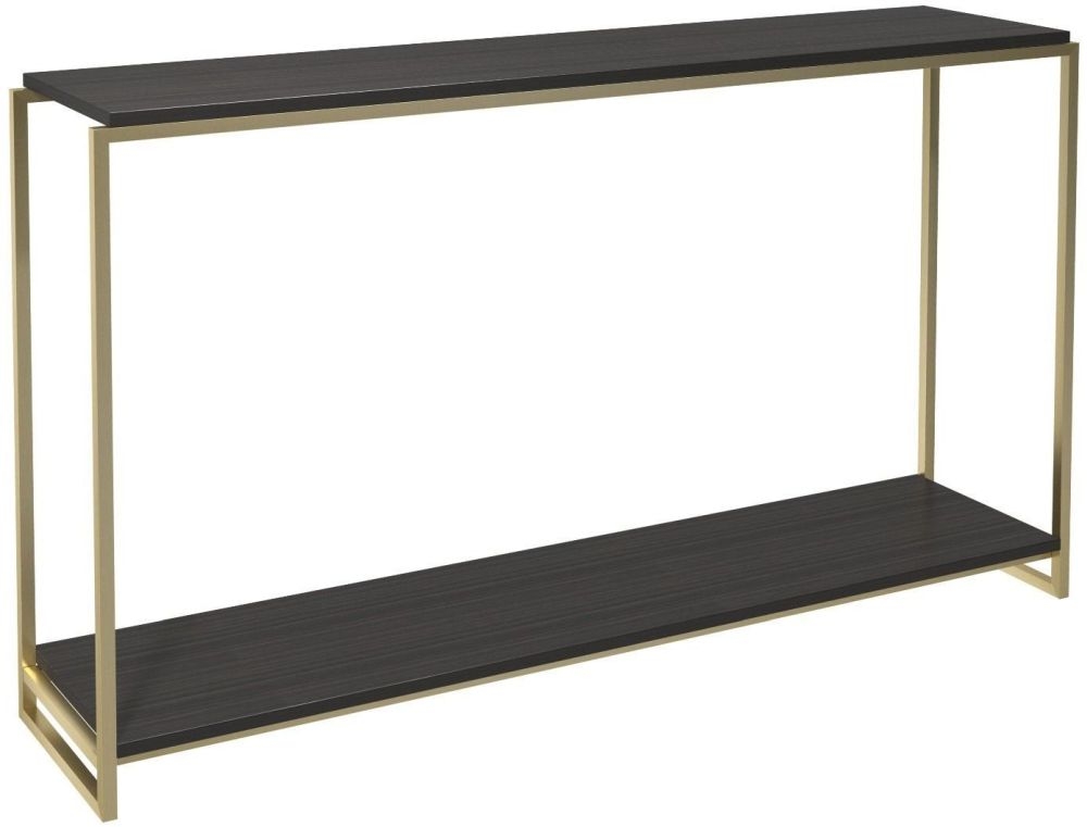 Gillmore Space Federico Wenge Narrow Console Table With Brass Brushed Frame