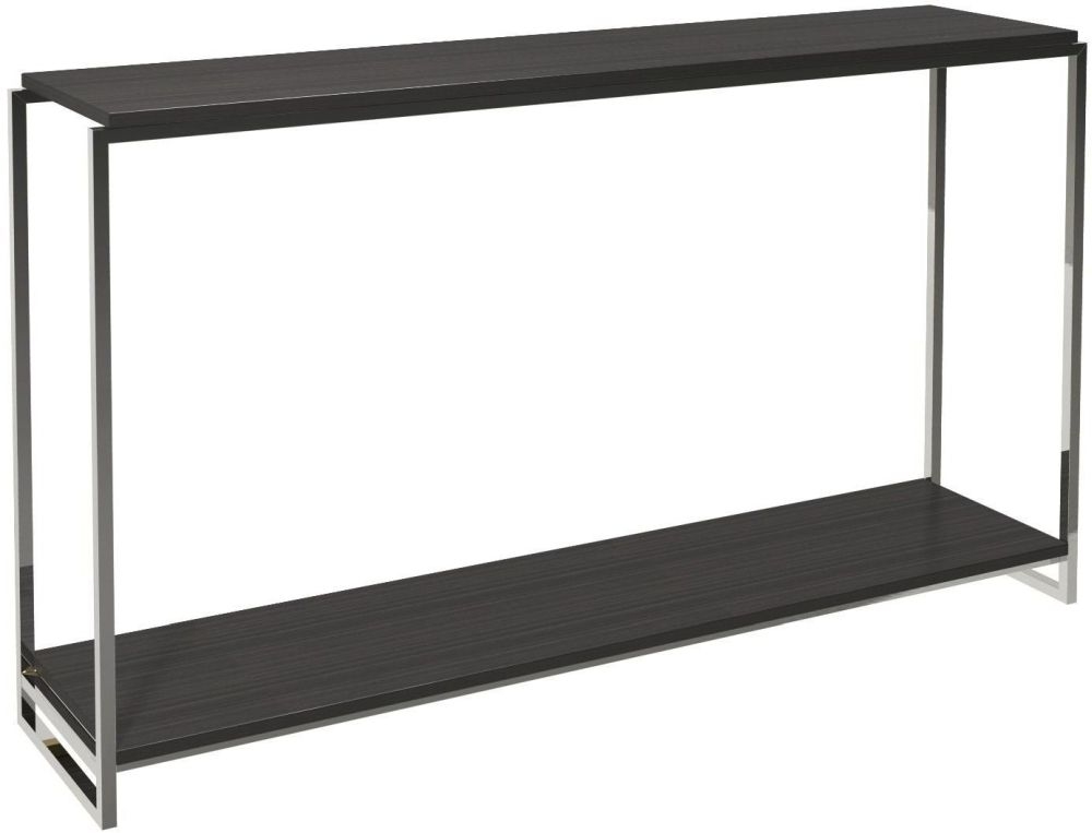 Gillmore Space Federico Wenge Narrow Console Table With Polished Chrome Frame