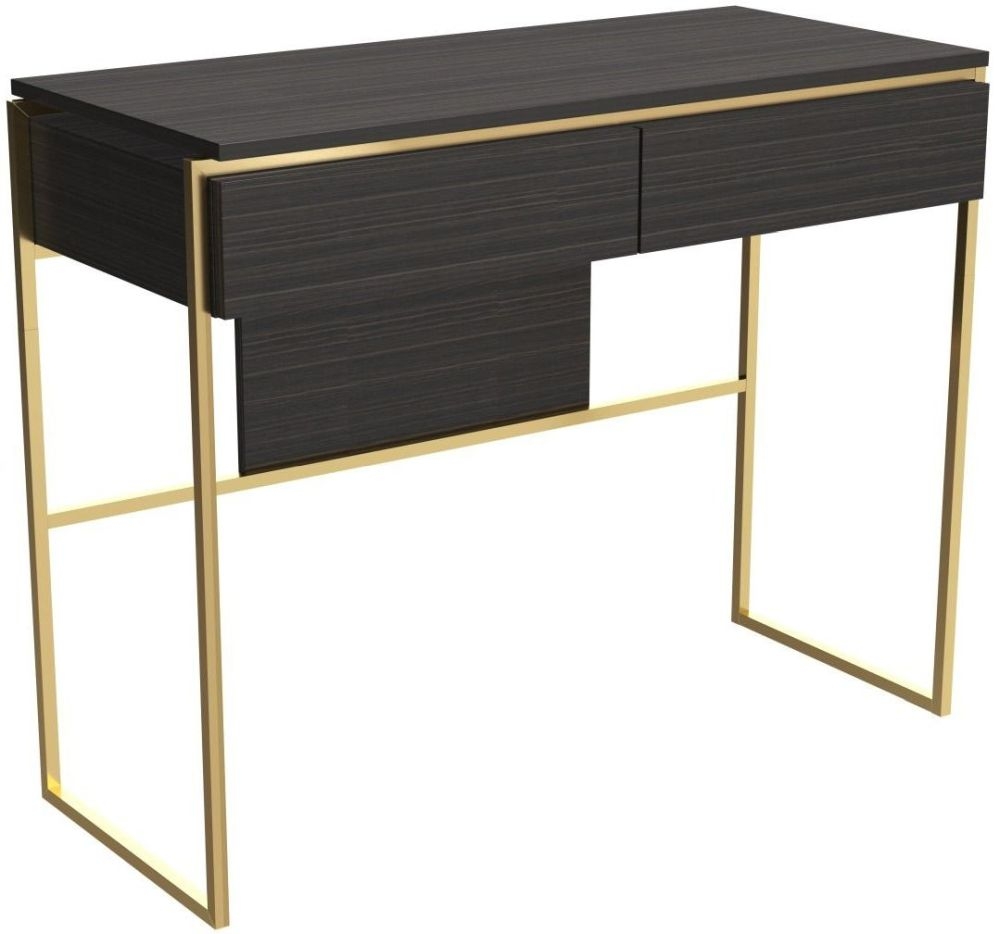 Gillmore Space Federico Wenge Dressing Table With Brass Brushed Frame