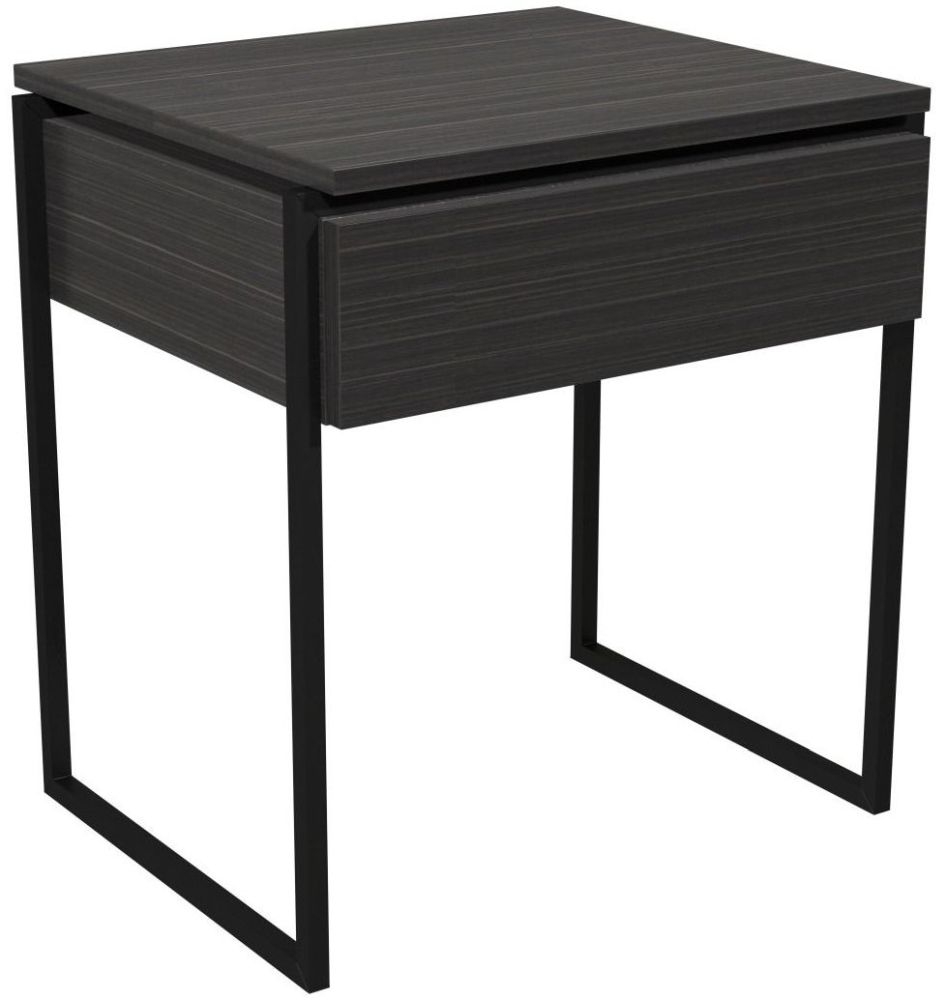 Gillmore Space Federico Wenge 1 Drawer Side Table With Black Metal Frame