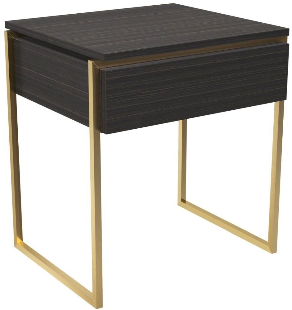 Gillmore Space Federico Wenge 1 Drawer Side Table With Brass Brushed Frame