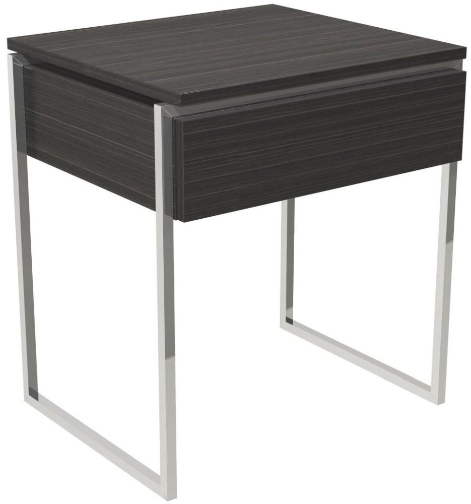 Gillmore Space Federico Wenge 1 Drawer Side Table With Polished Chrome Frame