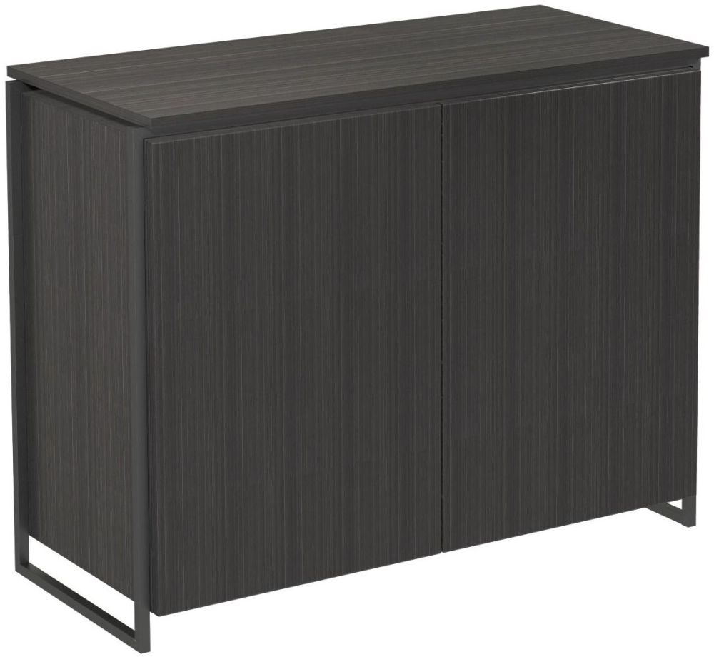 Gillmore Space Federico Wenge 2 Door Narrow Sideboard With Black Metal Frame