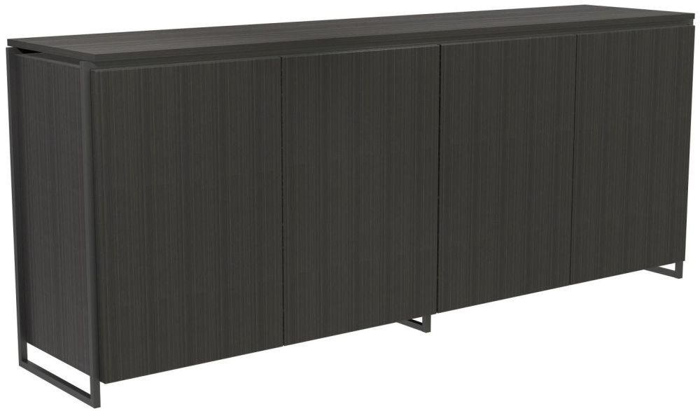 Gillmore Space Federico Wenge 4 Door Wide Narrow Sideboard With Black Metal Frame