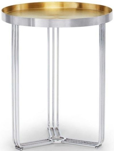 Gillmore Space Finn Brass Brushed And Chrome Round Side Table