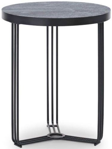 Gillmore Space Finn Dark Oak Laminate And Black Matt Round Side Table