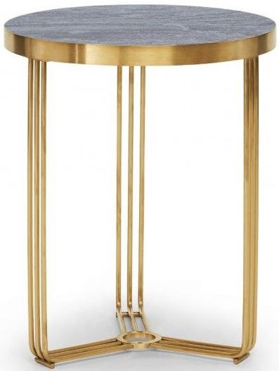 Gillmore Space Finn Dark Oak Laminate And Brass Brushed Round Side Table
