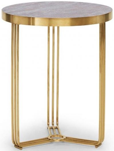 Gillmore Space Finn Dark Stone Laminate And Brass Brushed Round Side Table