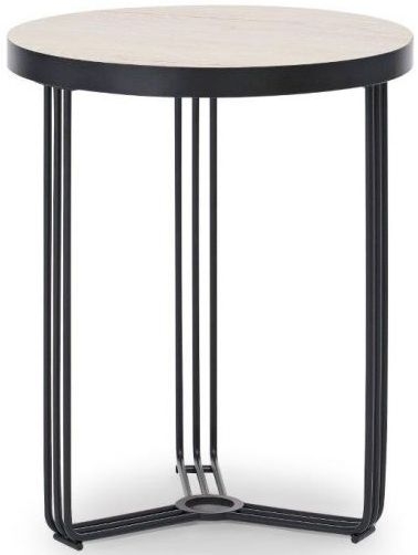 Gillmore Space Finn Pale Oak Laminate And Black Matt Round Side Table