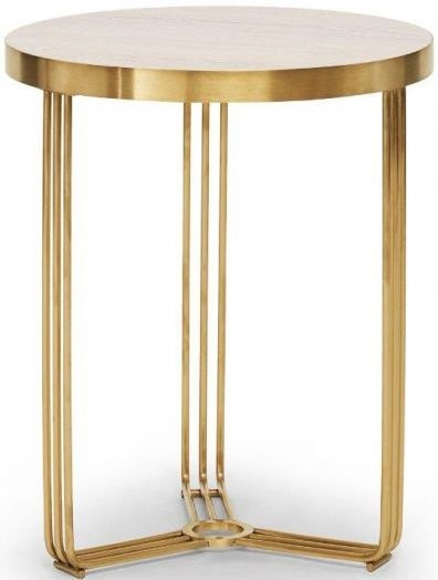 Gillmore Space Finn Pale Oak Laminate And Brass Brushed Round Side Table