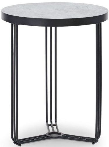 Gillmore Space Finn Pale Stone Laminate And Black Matt Round Side Table