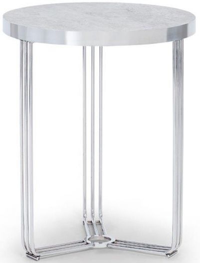 Gillmore Space Finn Pale Stone Laminate And Chrome Round Side Table