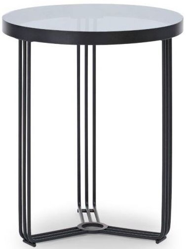 Gillmore Space Finn Smoked Glass And Black Matt Round Side Table