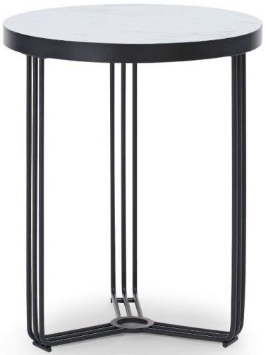 Gillmore Space Finn White Marble And Black Matt Round Side Table