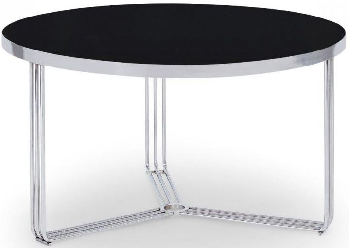 Gillmore Space Finn Black Glass And Chrome Round Coffee Table