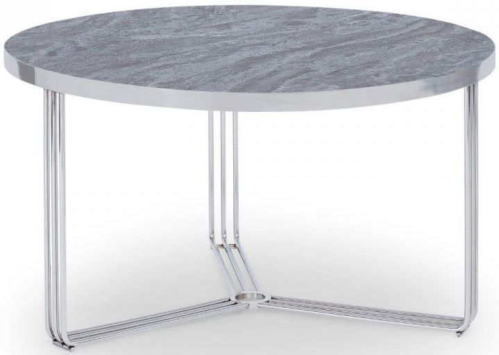 Gillmore Space Finn Dark Oak Laminate And Chrome Round Coffee Table