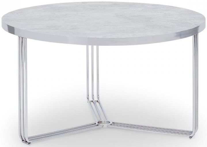 Gillmore Space Finn Pale Stone Laminate And Chrome Round Coffee Table
