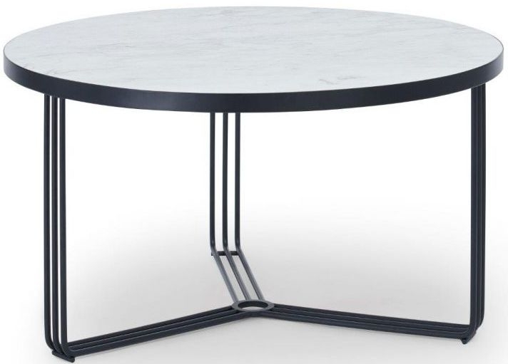 Gillmore Space Finn White Marble And Black Matt Round Coffee Table