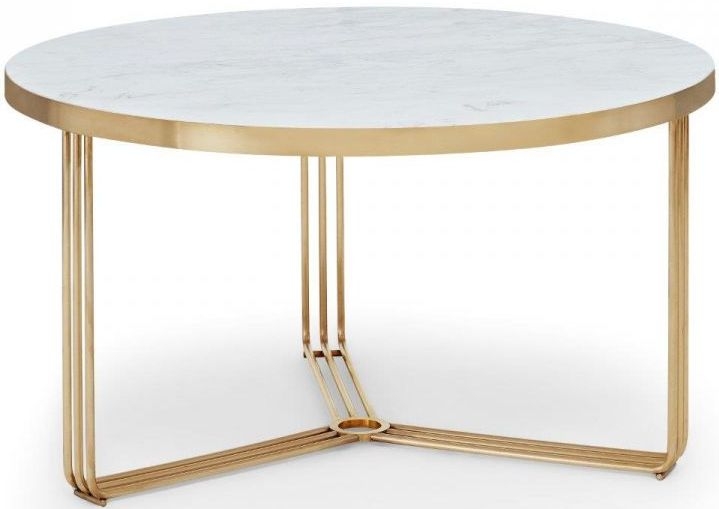 Gillmore Space Finn White Marble And Brass Brushed Round Coffee Table