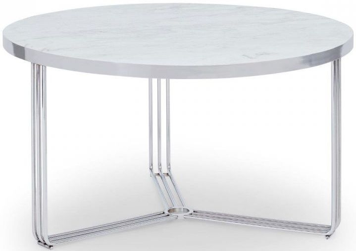 Gillmore Space Finn White Marble And Chrome Round Coffee Table