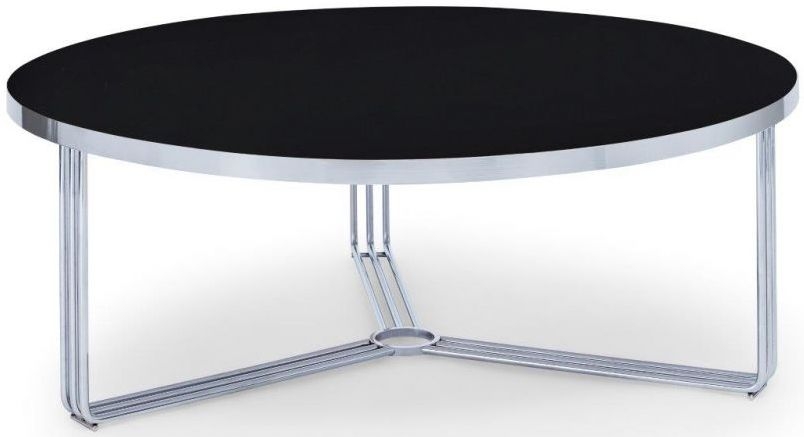 Gillmore Space Finn Black Glass And Chrome Large Round Coffee Table