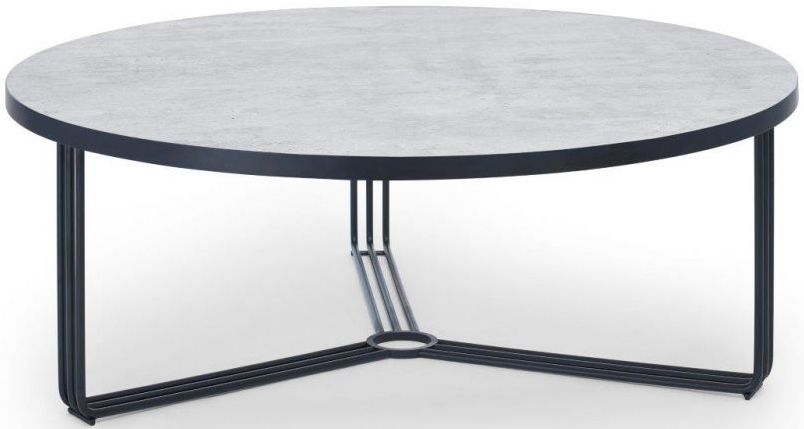Gillmore Space Finn Pale Stone Laminate And Black Matt Large Round Coffee Table