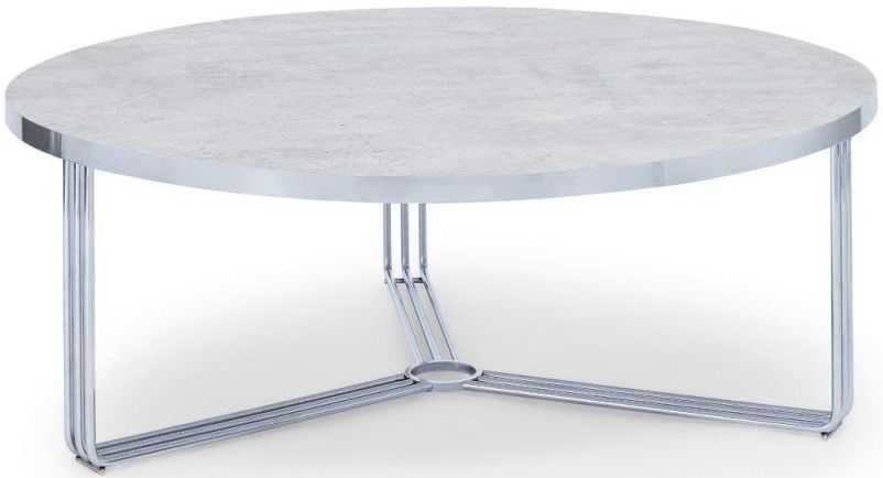 Gillmore Space Finn Pale Stone Laminate And Chrome Large Round Coffee Table