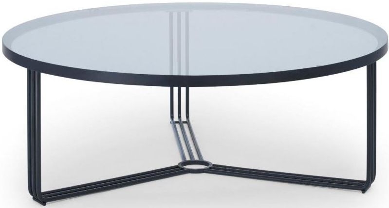 Gillmore Space Finn Smoked Glass And Black Matt Large Round Coffee Table