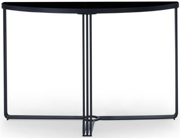 Gillmore Space Finn Black Glass Half Moon Console Table