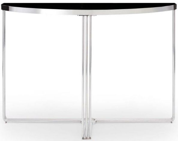 Gillmore Space Finn Black Glass And Chrome Half Moon Console Table