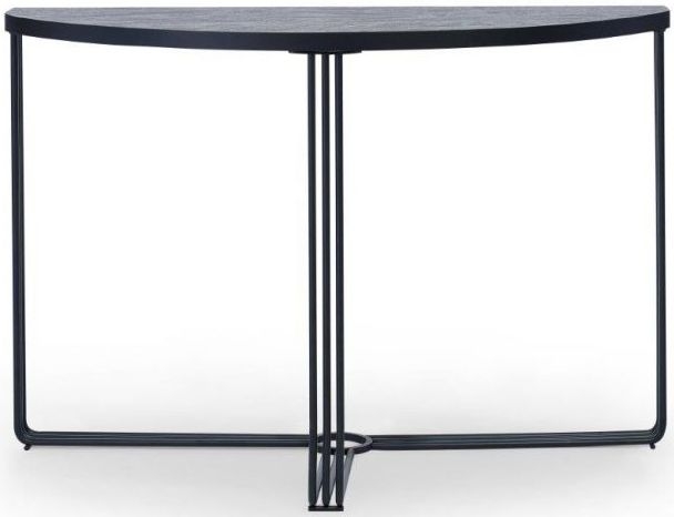 Gillmore Space Finn Dark Oak Laminate And Black Matt Half Moon Console Table