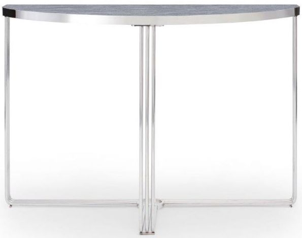 Gillmore Space Finn Dark Oak Laminate And Chrome Half Moon Console Table
