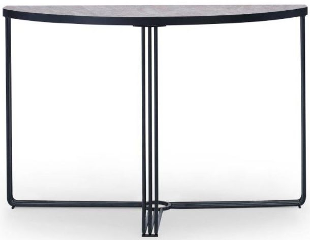 Gillmore Space Finn Dark Stone Laminate And Black Matt Half Moon Console Table