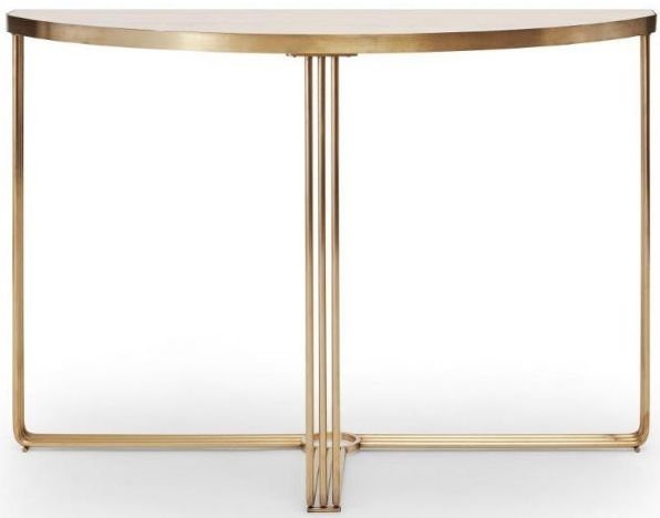 Gillmore Space Finn Pale Oak Laminate And Brass Brushed Half Moon Console Table