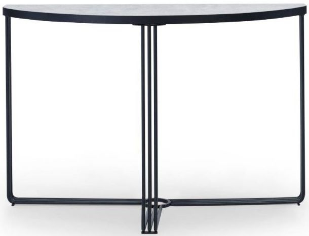 Gillmore Space Finn Pale Stone Laminate And Black Matt Half Moon Console Table