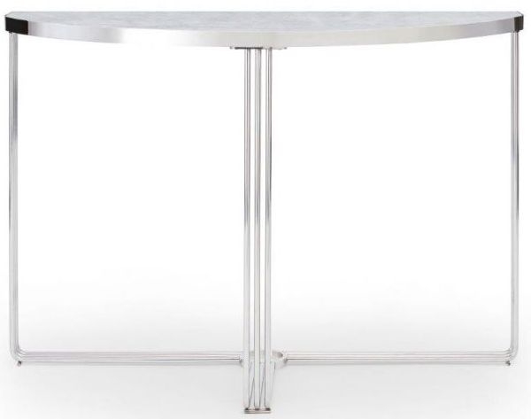 Gillmore Space Finn Pale Stone Laminate And Chrome Half Moon Console Table