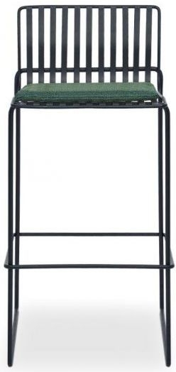 Gillmore Space Finn Conifer Green Woven Fabric And Black Matt Bar Stool Sold In Pairs