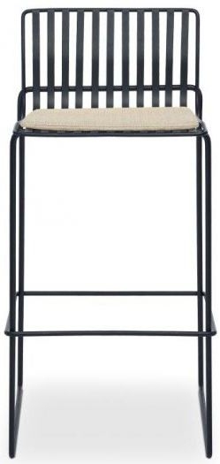 Gillmore Space Finn Natural Woven Fabric And Black Matt Bar Stool Sold In Pairs
