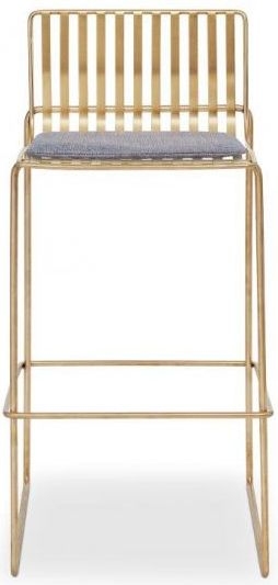 Gillmore Space Finn Pewter Woven Fabric And Brass Brushed Bar Stool Sold In Pairs