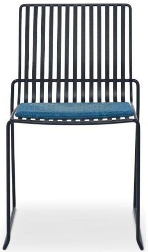 Gillmore Space Finn Admiral Blue Woven Fabric And Black Matt Stacking Dining Chair Sold In Pairs