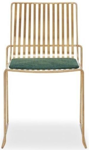 Gillmore Space Finn Conifer Green Woven Fabric And Brass Brushed Stacking Dining Chair Sold In Pairs