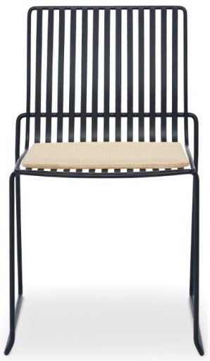 Gillmore Space Finn Natural Woven Fabric And Black Matt Stacking Dining Chair Sold In Pairs