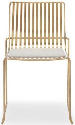 Gillmore Space Finn Natural Woven Fabric And Brass Brushed Stacking Dining Chair Sold In Pairs