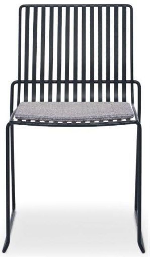 Gillmore Space Finn Pewter Woven Fabric And Black Matt Stacking Dining Chair Sold In Pairs
