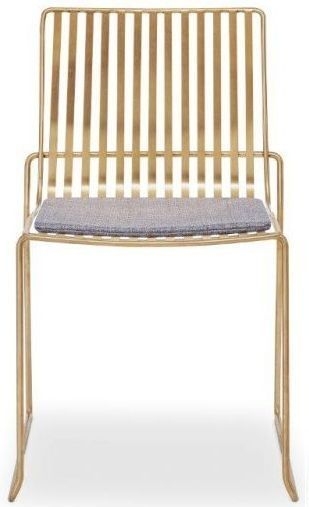 Gillmore Space Finn Pewter Woven Fabric And Brass Brushed Stacking Dining Chair Sold In Pairs