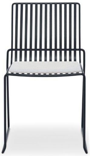 Gillmore Space Finn Silver Woven Fabric And Black Matt Stacking Dining Chair Sold In Pairs