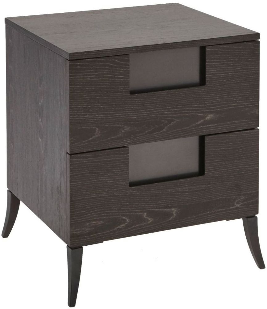 Gillmore Space Fitzroy Charcoal 2 Drawer Narrow Bedside Cabinet